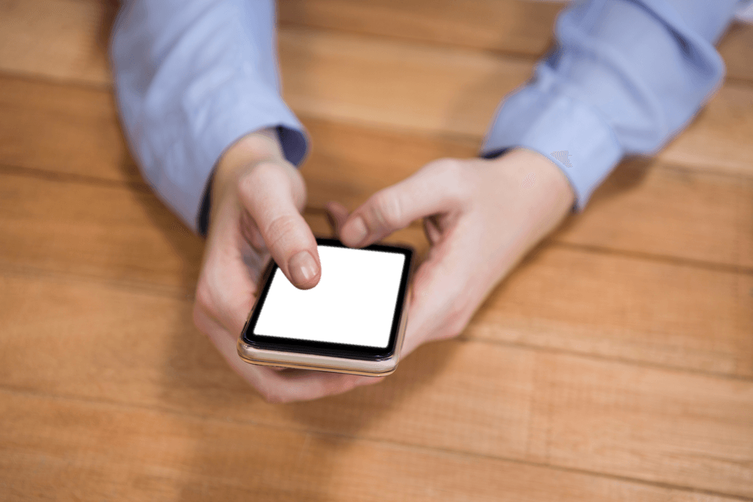 Businesswoman Messaging on Smartphone at Desk, Transparent Background