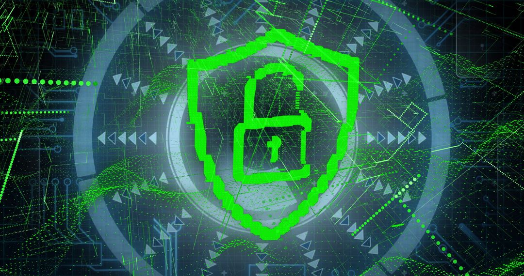 Cyber Security Concept with Lock Icon And Digital Network