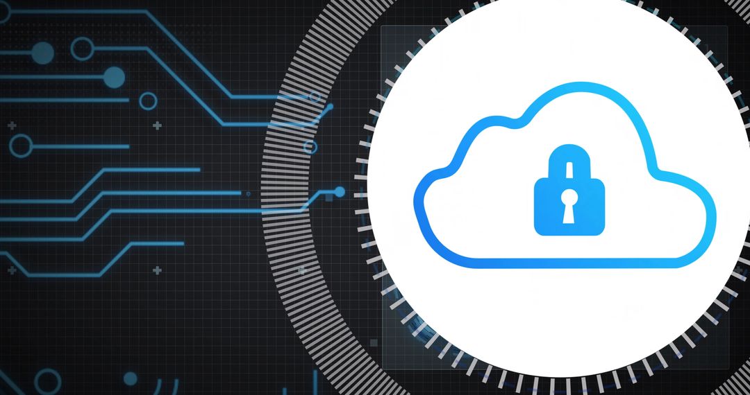 Digital Network Security Concept with Cloud Icon and Padlock