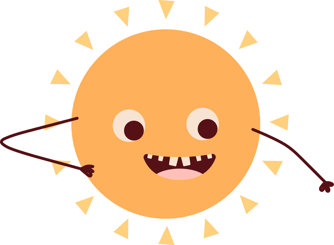 Cheerful Sun Cartoon with Transparent Background and Playful Style