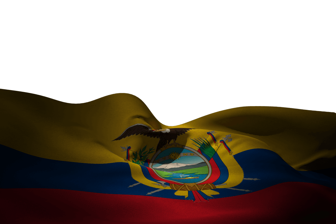 Ecuador Flag Waving with Transparent Background