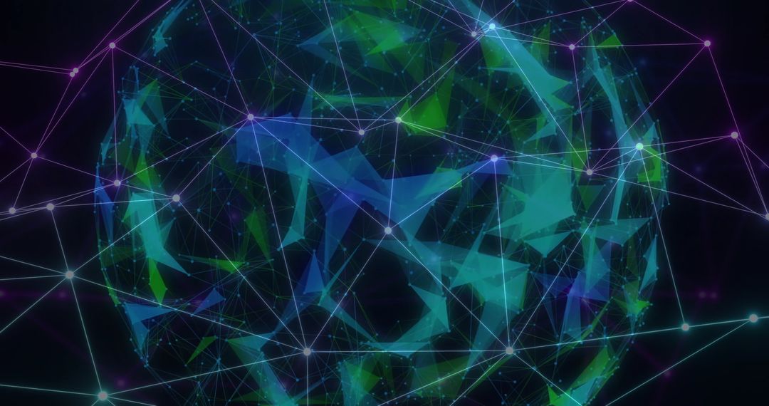 Digital Globe with Abstract Network Connections Green Blue
