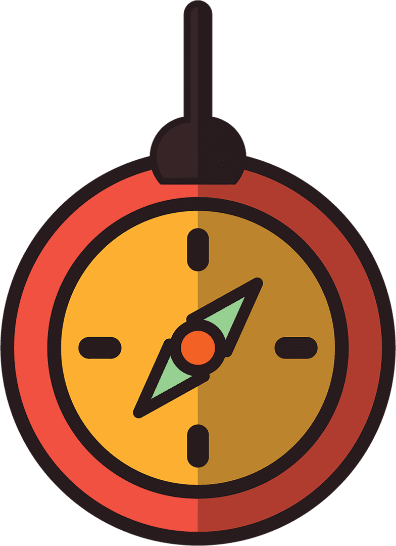 Digital Red Compass Icon Illustration on Transparent Background