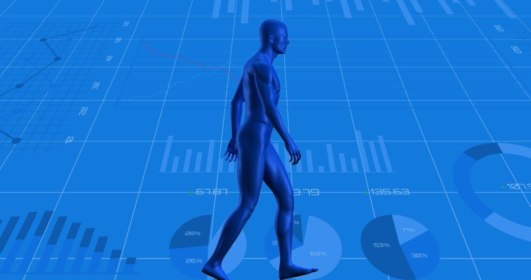 Digital Human Overlay on Data Graph Analysis Background