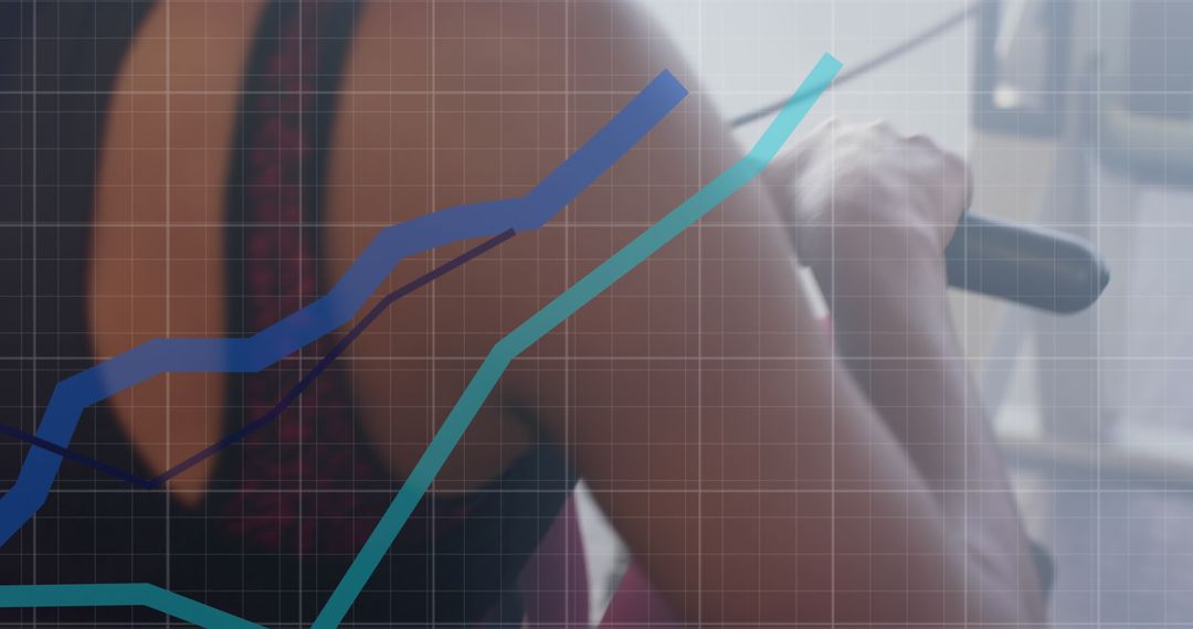 Digital Interface with Fitness Graphs and Rowing Woman