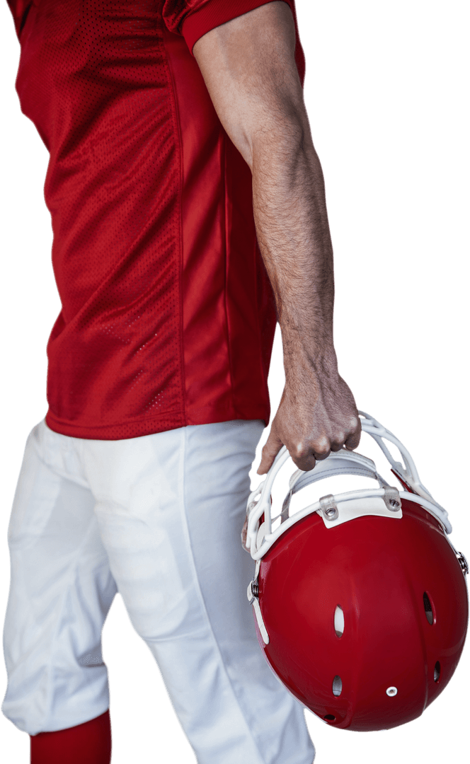 Transparent Midsection View of Football Player with Helmet