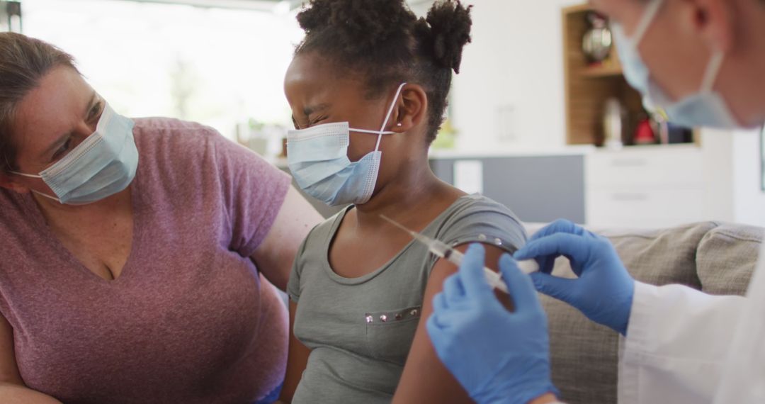 Vaccination Process for Child with Supportive Parent and Medical Staff