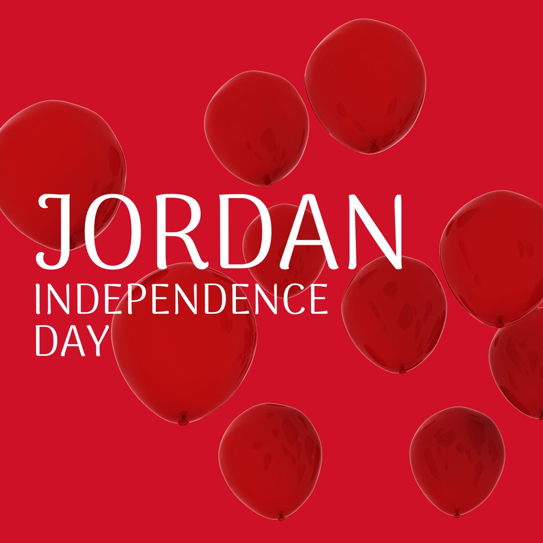Jordan Independence Day Celebration with Red Balloons Design