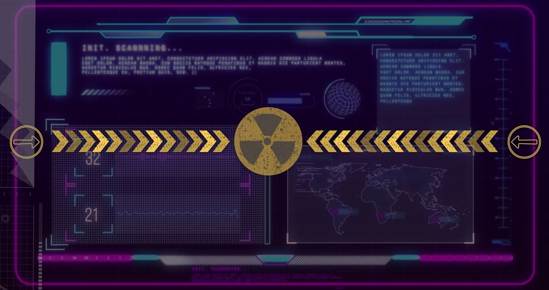 Futuristic Digital Interface with Radiation Hazard Icon