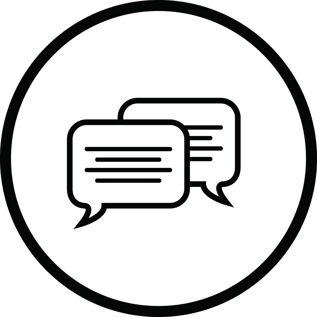 Transparent Speech Bubbles Icon on White Circular Background