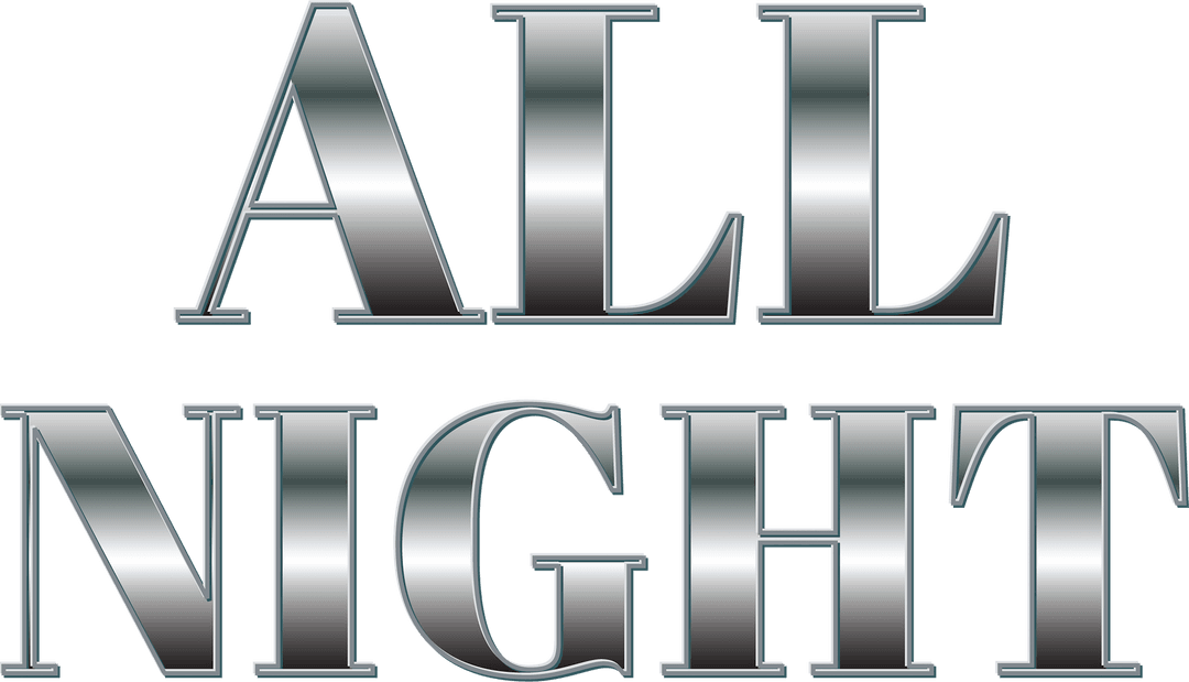 Metallic All Night Text on Transparent Background for Event Promotions