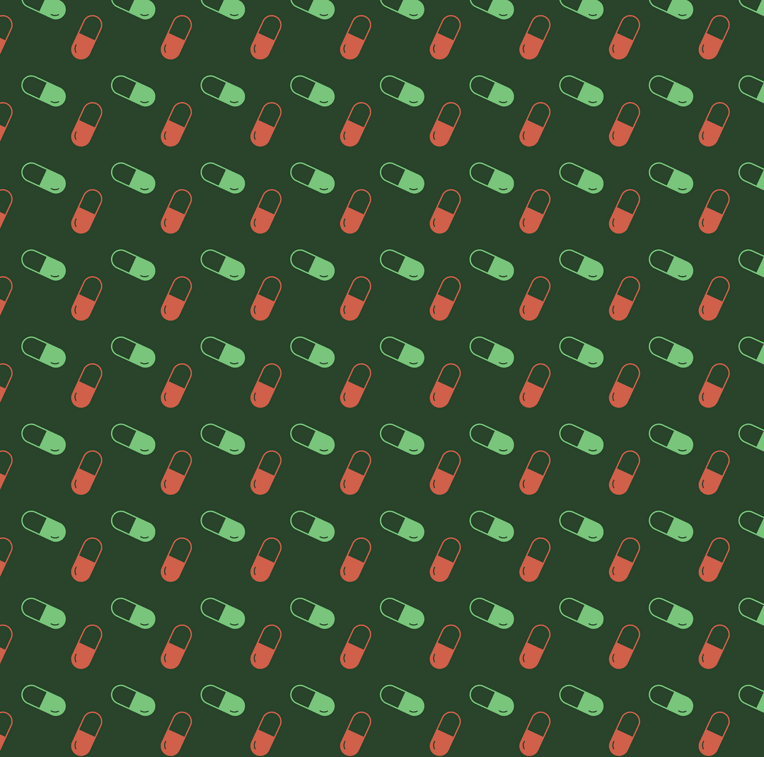 Transparent Red Green Capsule Pattern on Dark Background