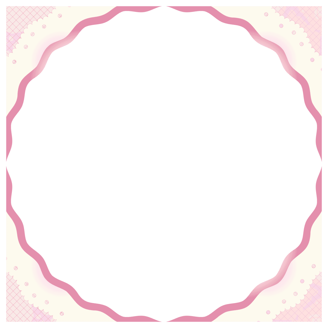 Scalloped Round Frame with Pastel Pink and Cream Waves