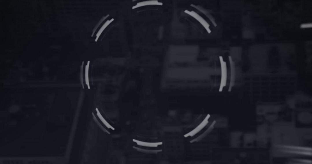 Futuristic Interface Elements Over Cityscape