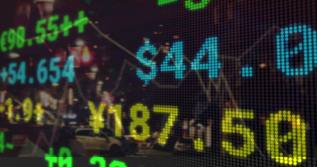 Dynamic Digital Financial Market Display with Illuminated Data