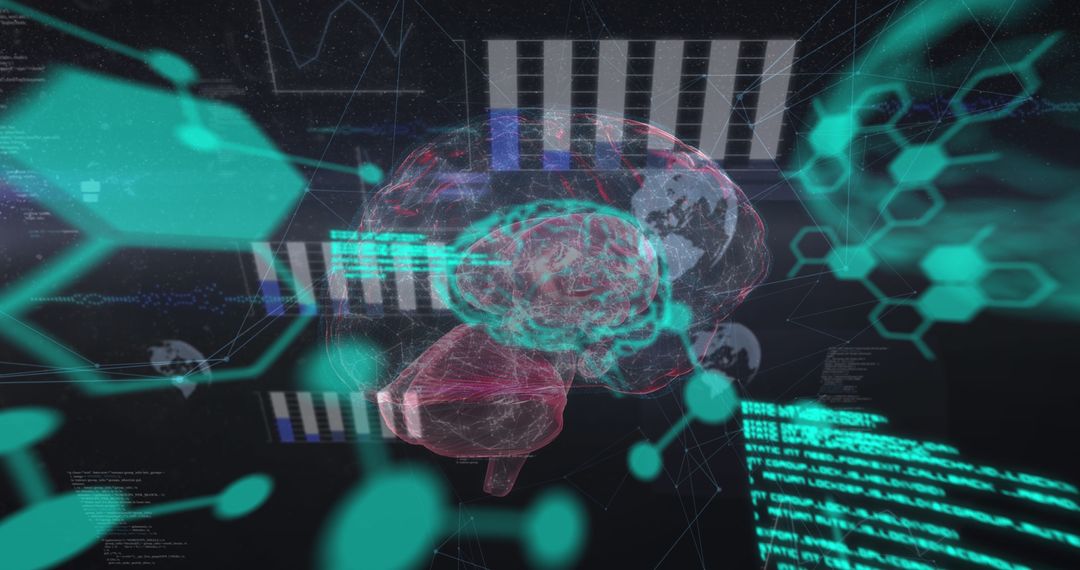 Virtual Brain with Chemical Formulas and Digital Data Imagery