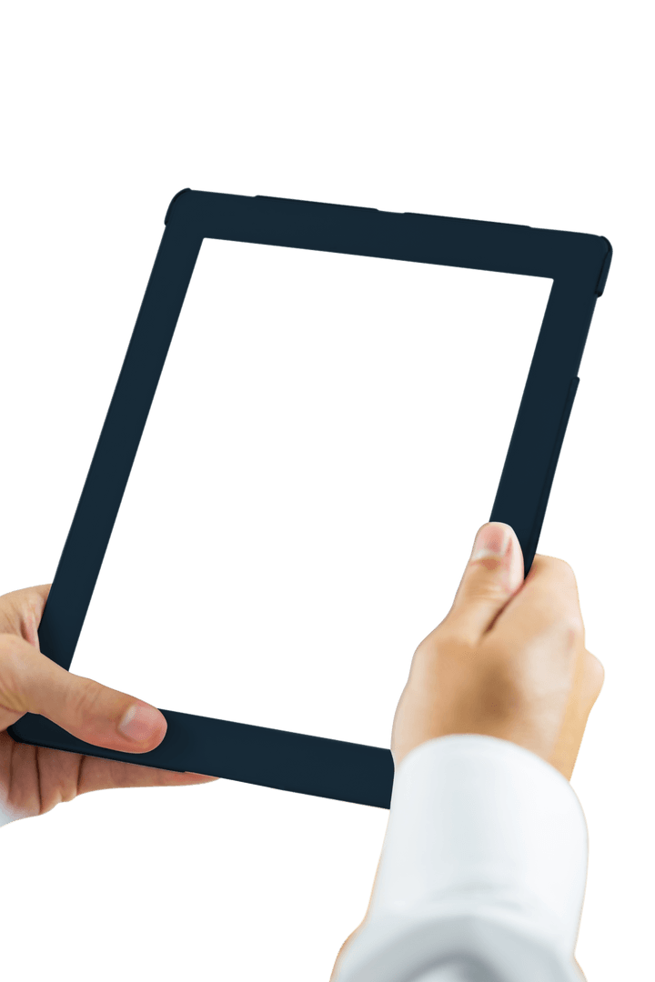 Hands Holding Tablet Transparent Technology Concept
