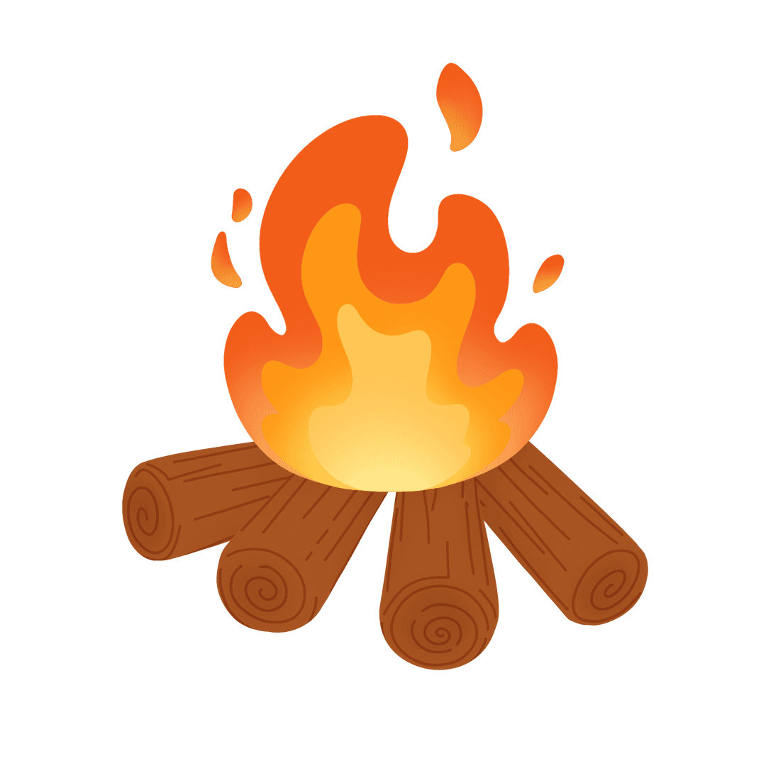 Flat Style Transparent Campfire Emblem for Cozy Illustration