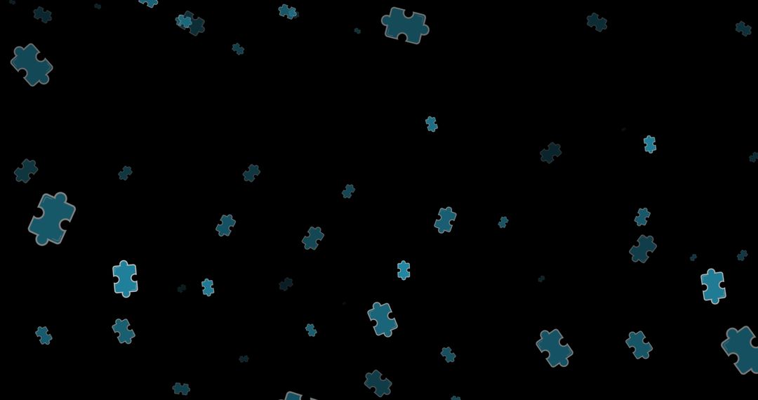 Floating Puzzle Pieces on Black Background