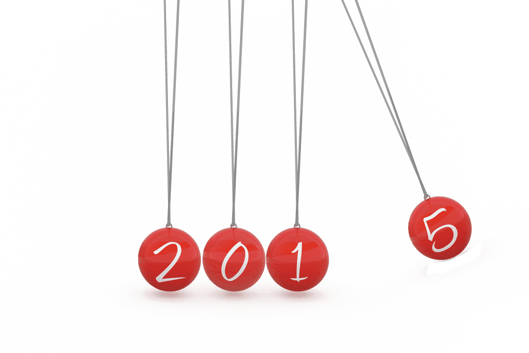New Year 2015 Red Balls on Transparent Background