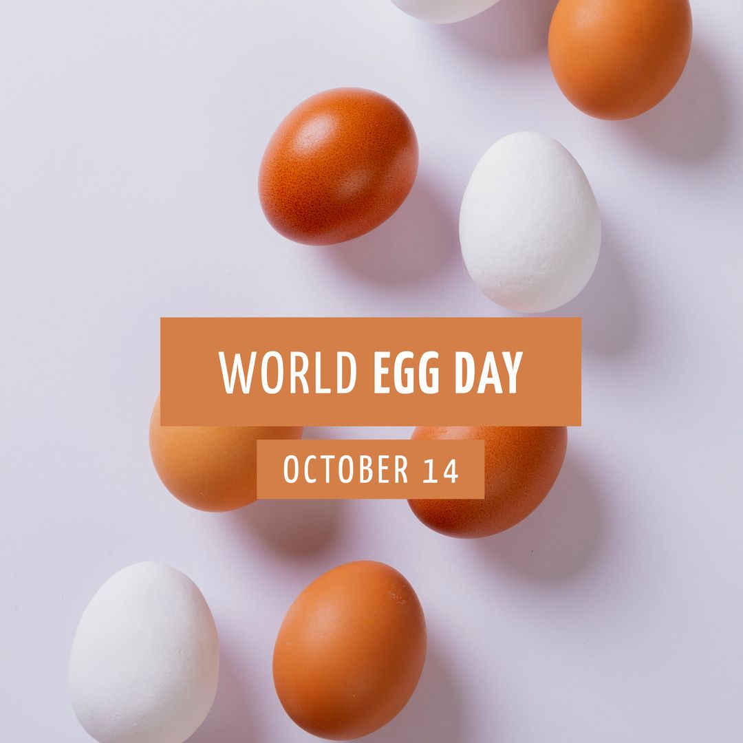 World Egg Day Sign with Mixed Brown and White Eggs on Clean White Background - Download Free Stock Templates Pikwizard.com