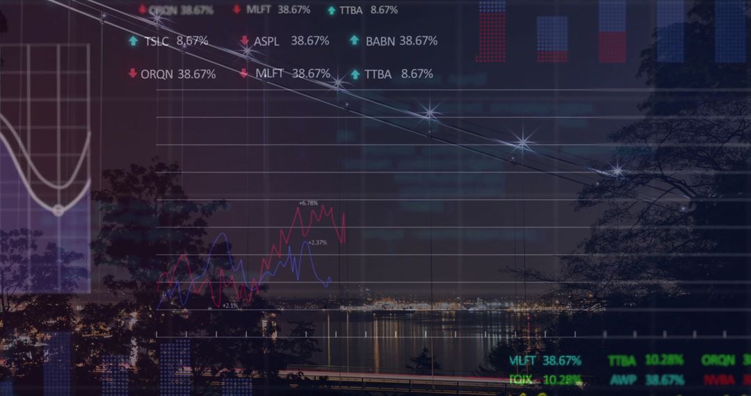 Abstract Landscape with Financial Data and Global Connections