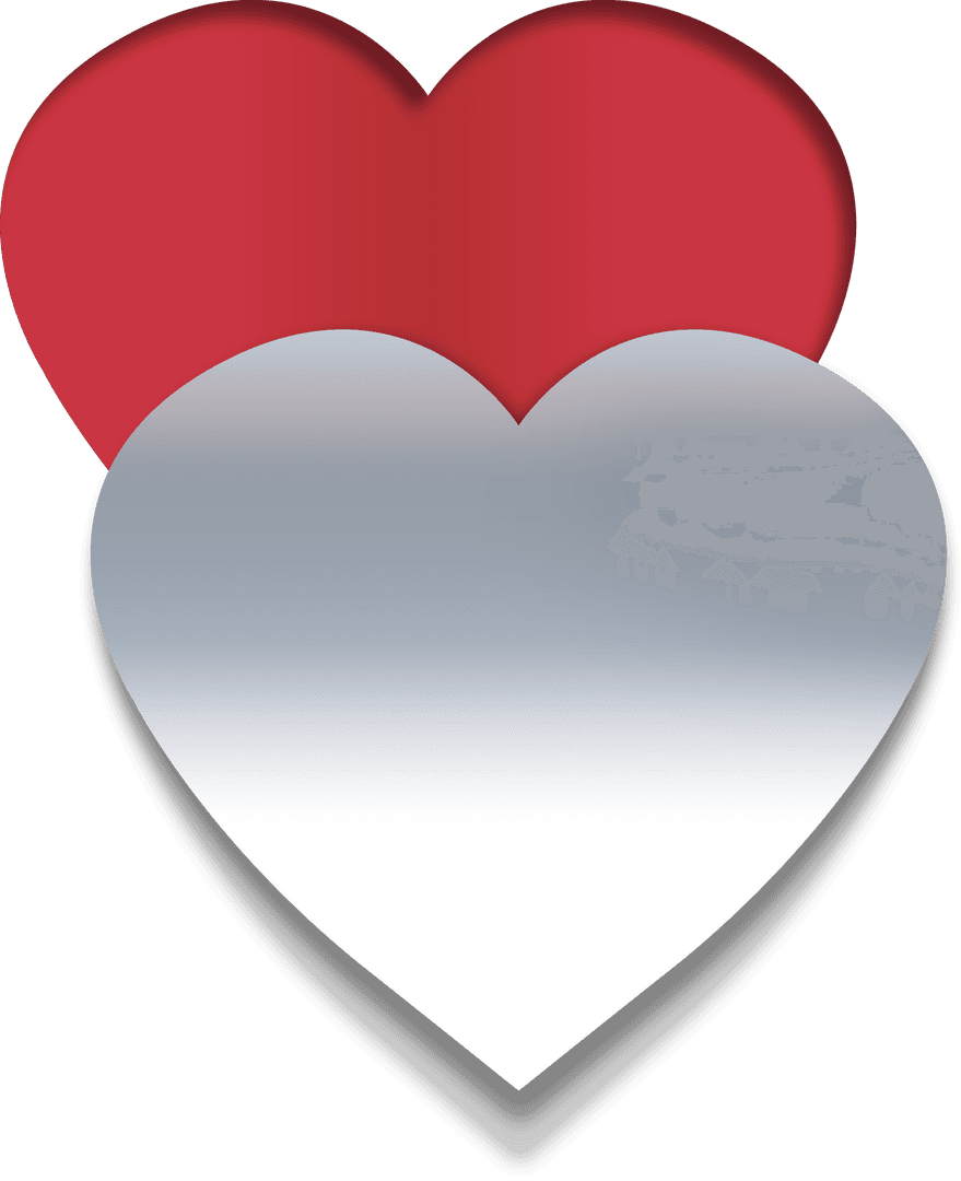 Transparent Red and Grey Hearts Vector on Transparent Background