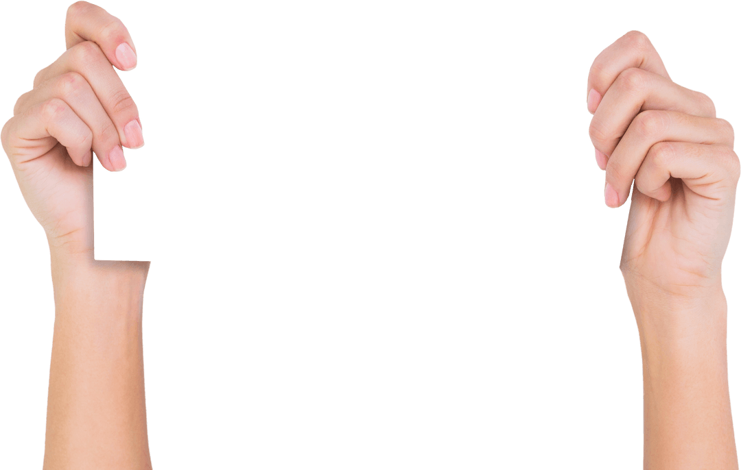 Transparent Hands Holding Blank Card with Copy Space