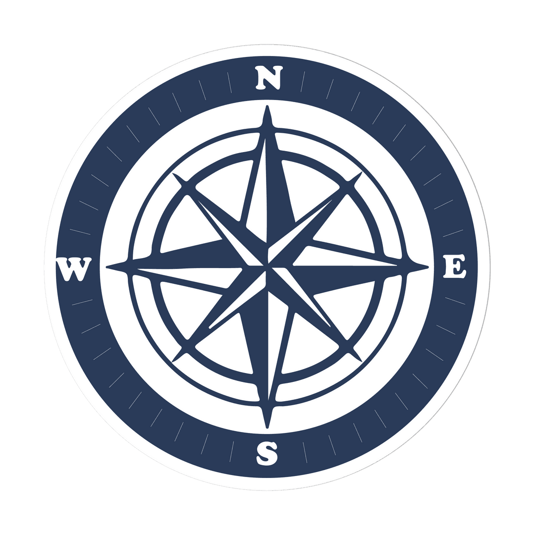 Stylized Compass Rose Icon on Transparent Background