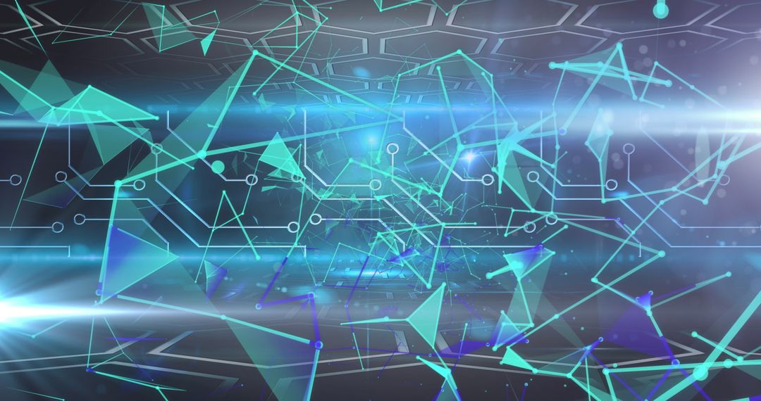 Digital Data Communication Network on Vibrant Blue Background