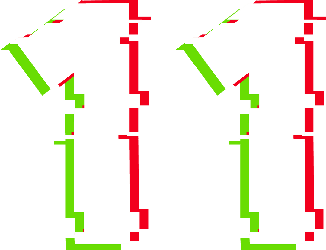 Glitching Neon Digital Numeral Ones Floating on Transparent Background