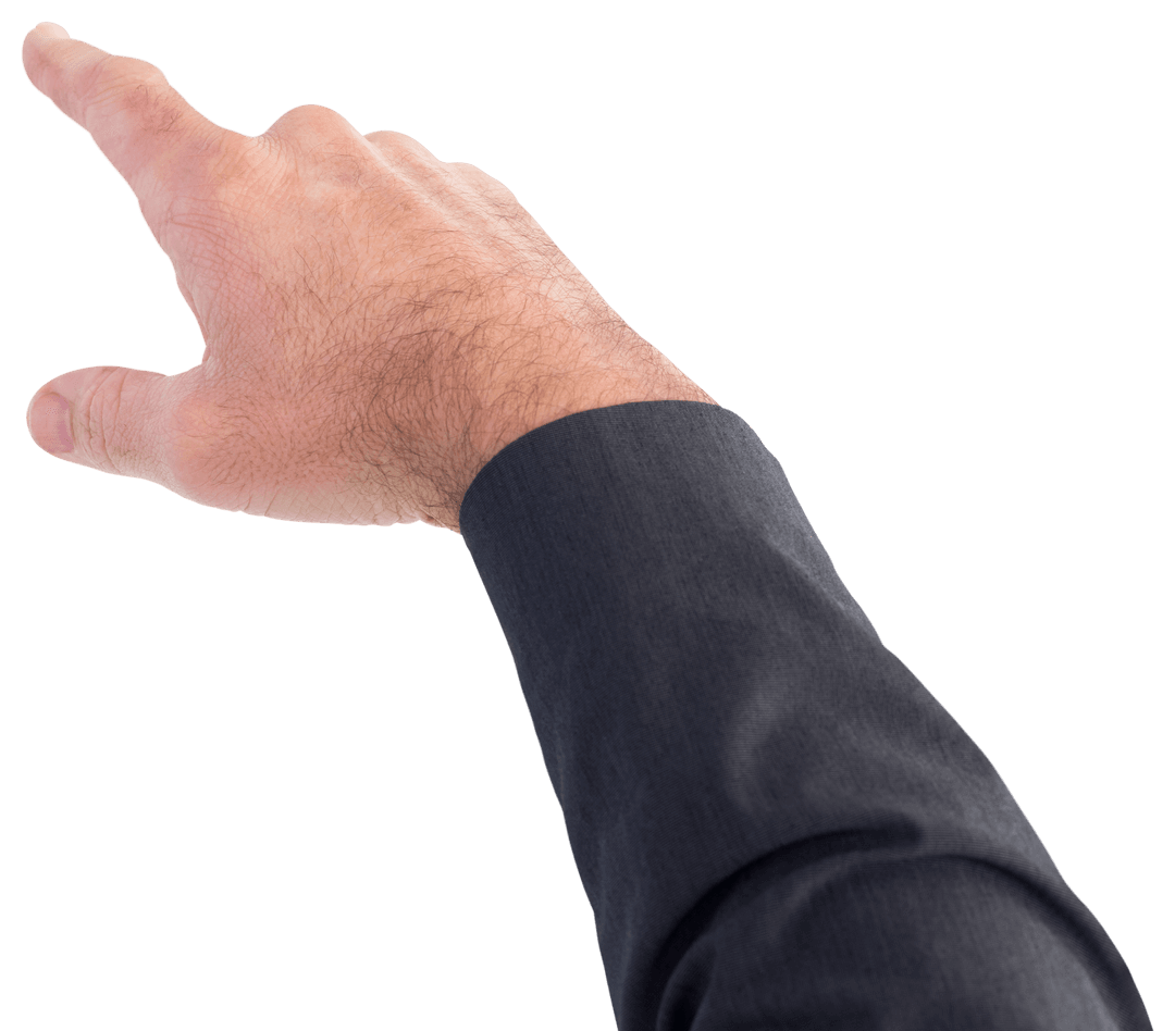 Businessman's Hand Pointing on Transparent Background
