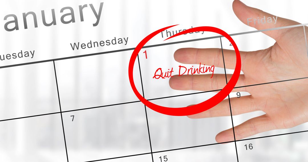 January First Quit Drinking Resolution Calendar Focus Highlight