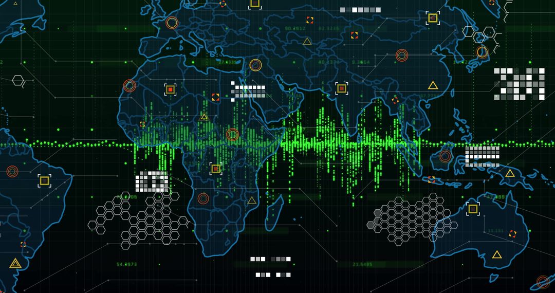 Global Digital Data Map with Waveform on Technology Interface