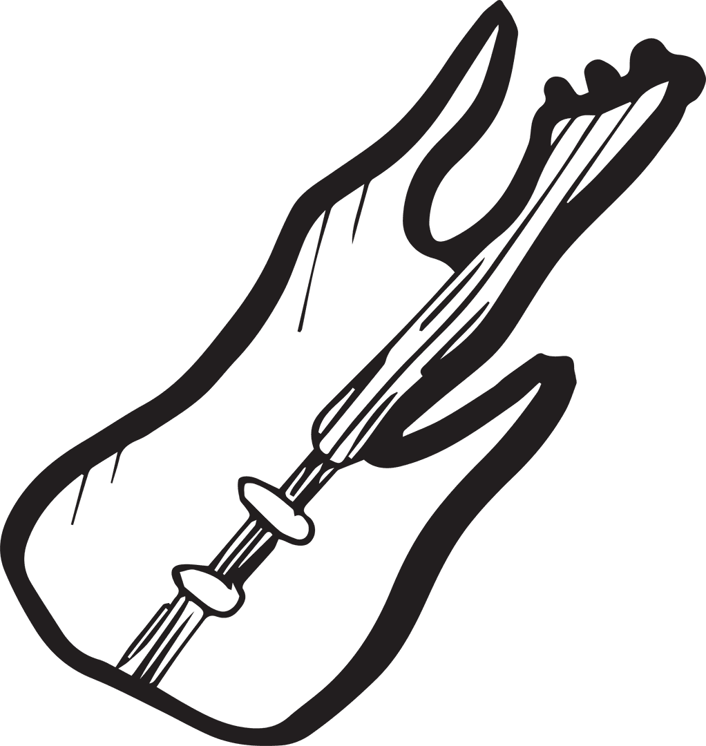 Transparent Hand-Drawn Guitar Symbol Illustration