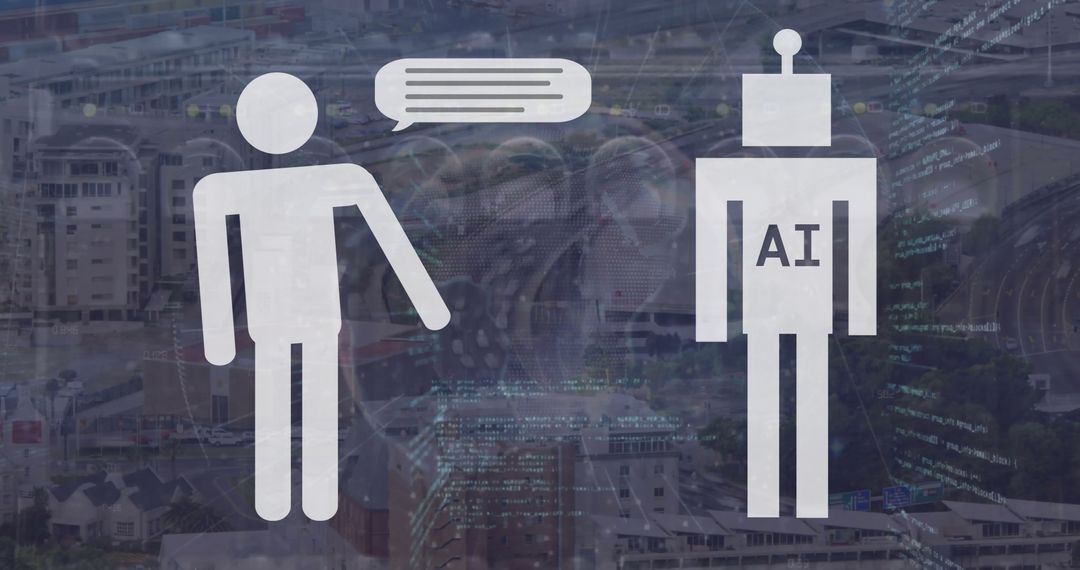 Human Interacting with AI Robot Concept Illustration