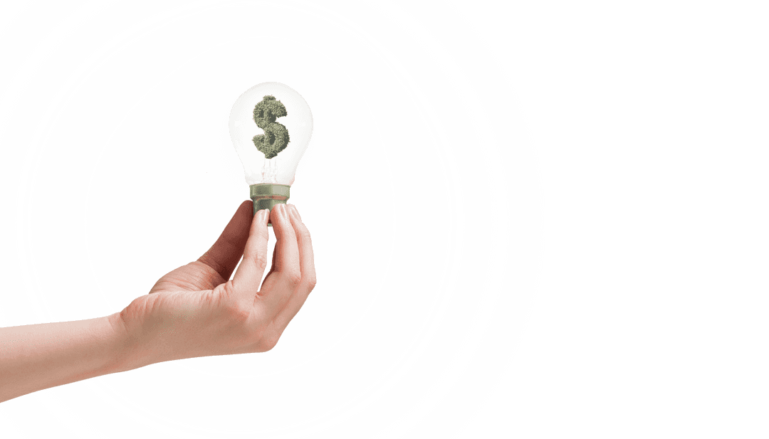 Transparent Hand Holding Dollar Sign Lightbulb Icon