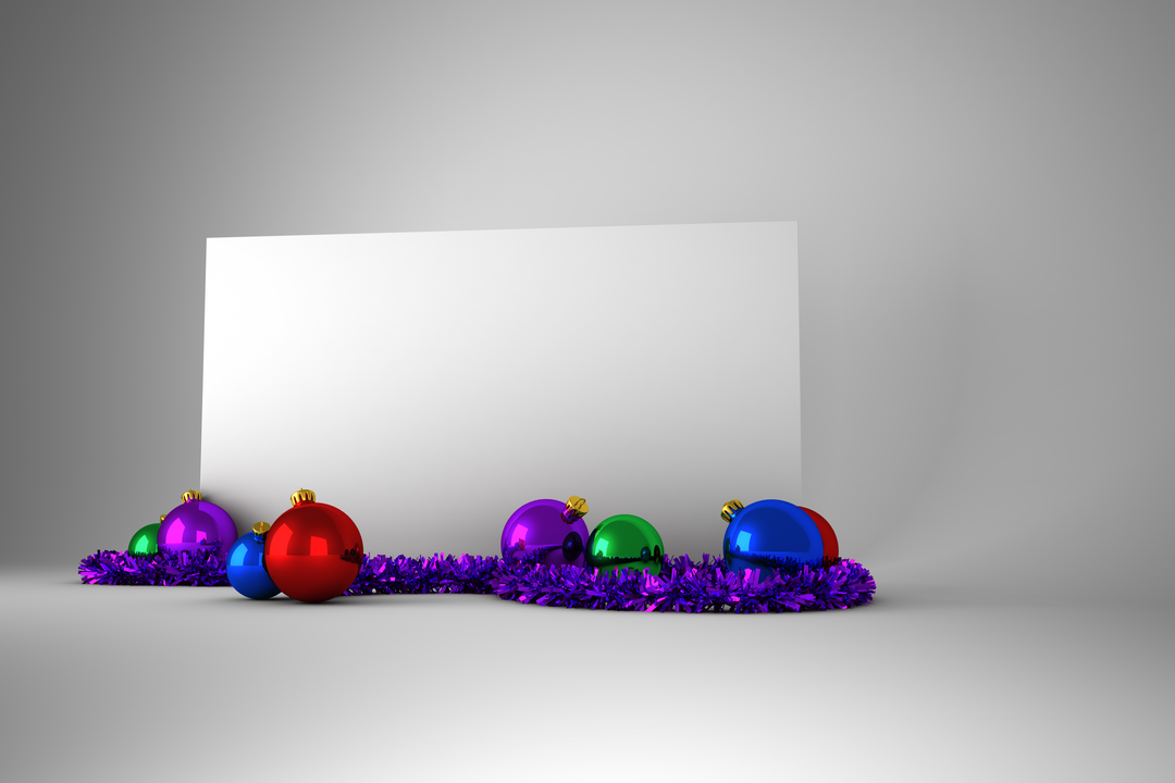 Transparent Poster With Colorful Christmas Decorations Red Blue Green Balls Tinsel - Download Free Stock Images Pikwizard.com