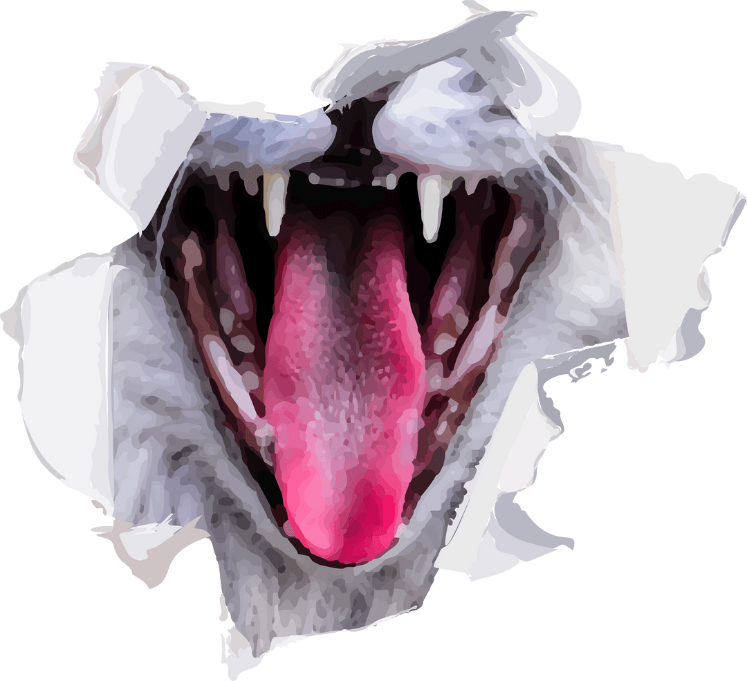 Transparent Feline Mouth Tearing Through Paper Animation