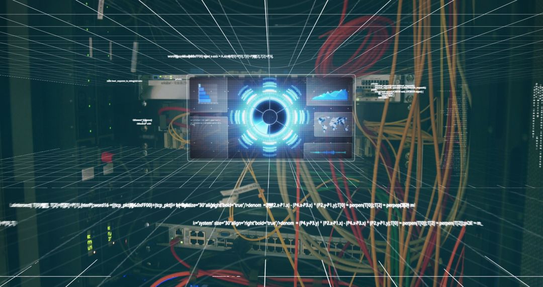digital grid interfaces with high-tech data in server bunker - Free Images, Stock Photos and Pictures on Pikwizard.com