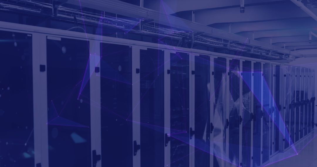 Futuristic Server Room with Digital Global Connectivity