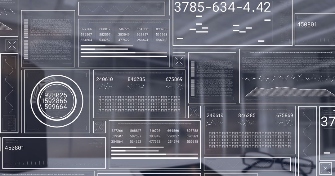Digital Interface Display with Data Processing Graphics - Free Images, Stock Photos and Pictures on Pikwizard.com