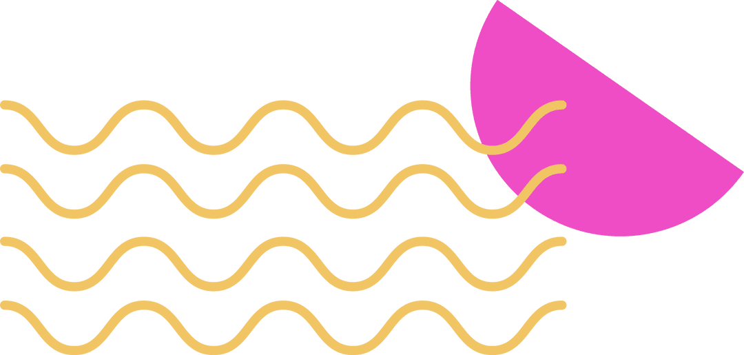 Transparent Geometric Design with Yellow Waves in Pink Semicircle