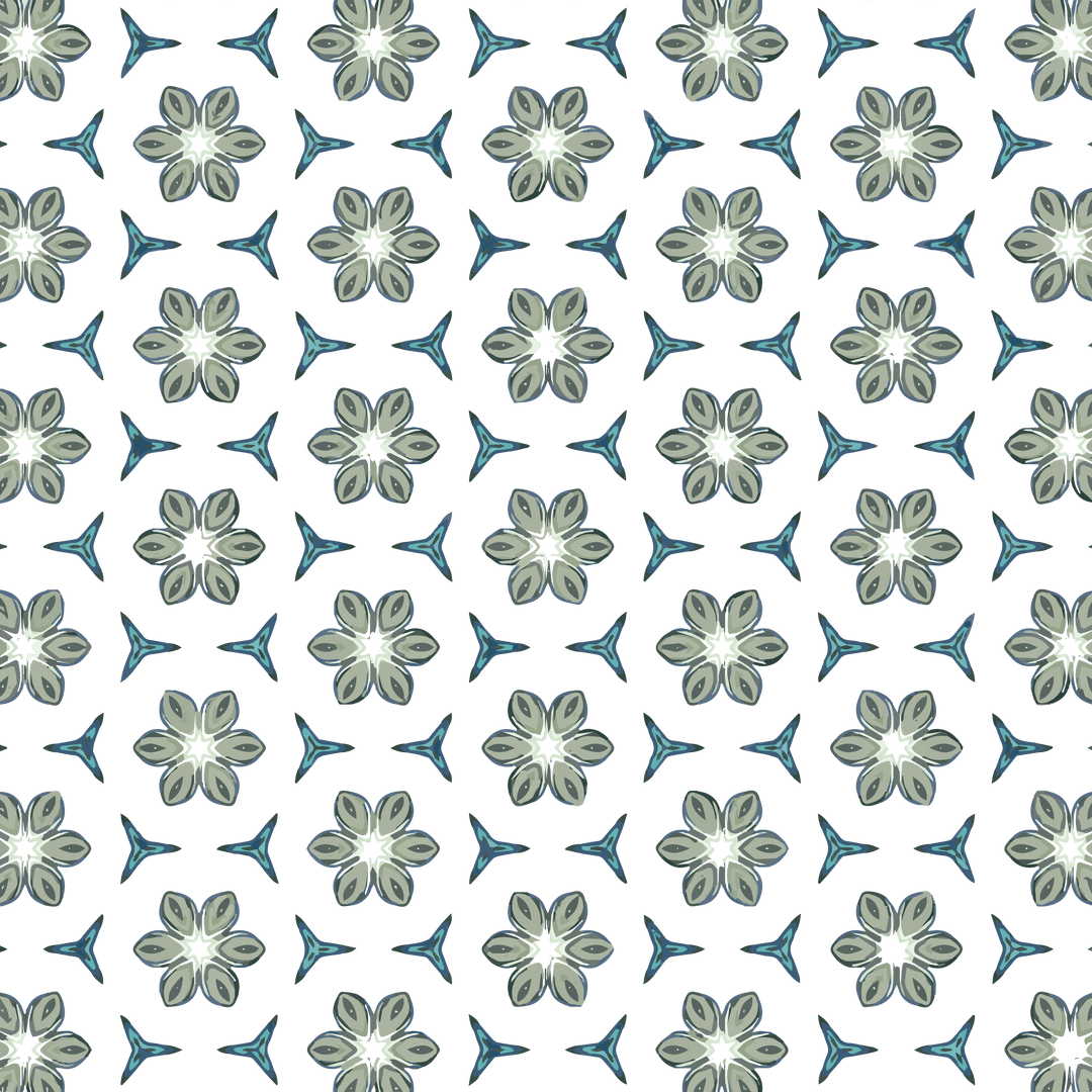 Transparent Background Pattern with Green Floral Motif