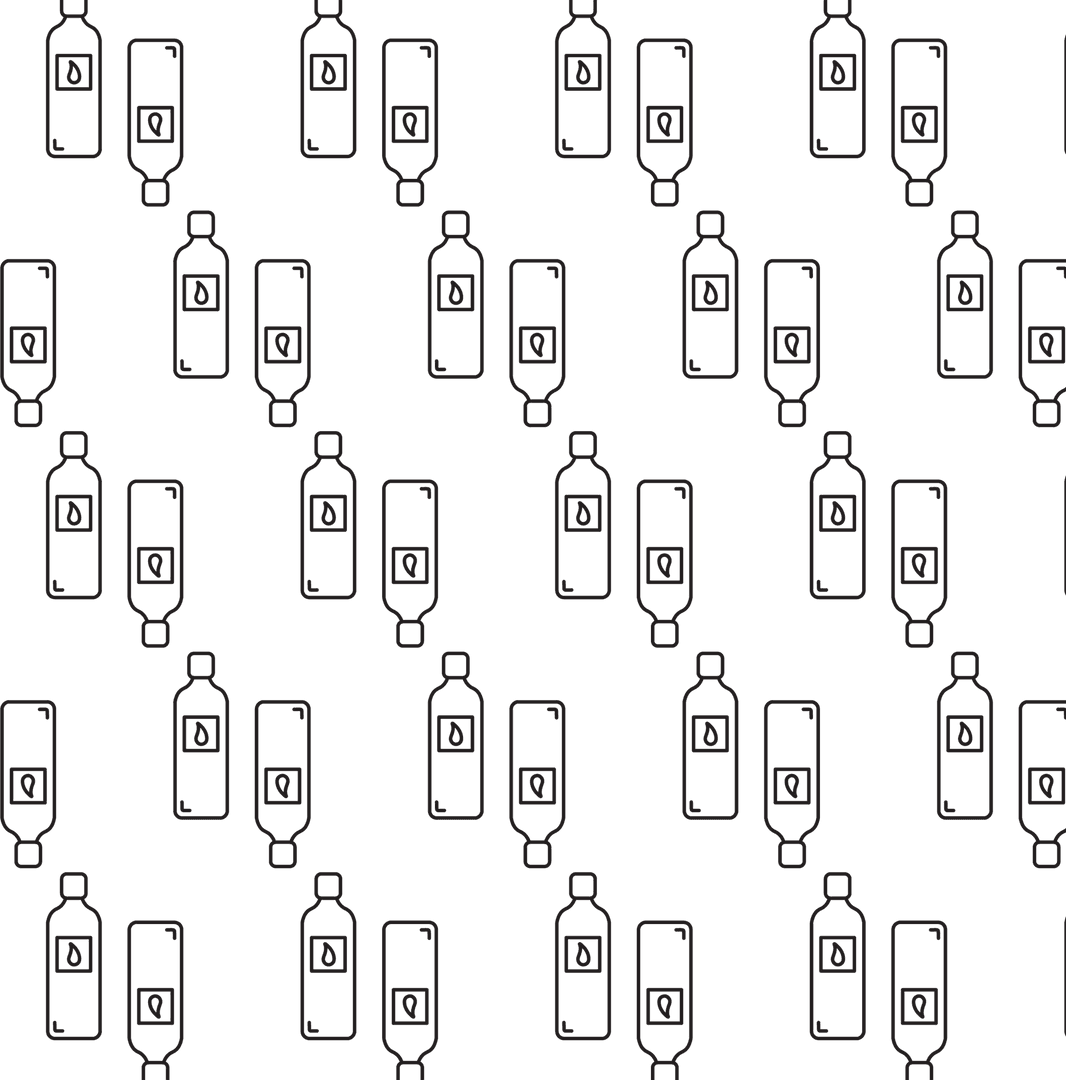 Transparent Water Bottle Pattern on Isolated Background