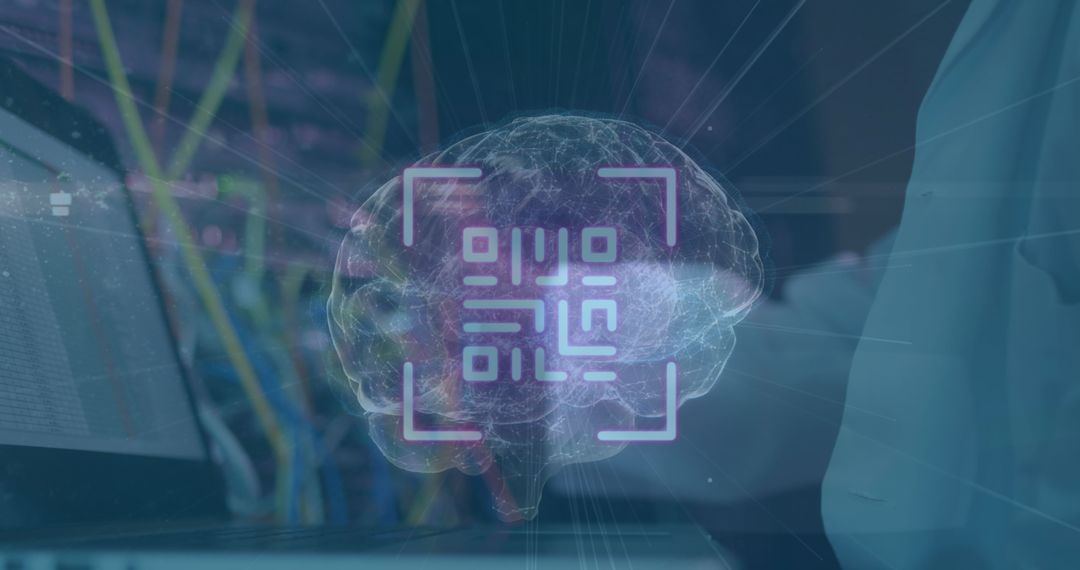 Digital Brain and Server Room Illustrating Cloud Computing Technology