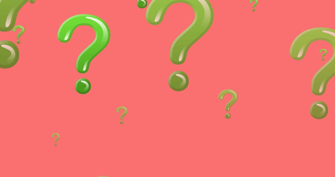 Floating Green Question Marks on Vibrant Pink Background