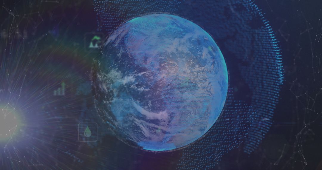 Digital Earth with Data Overlay Showcasing Global Connectivity