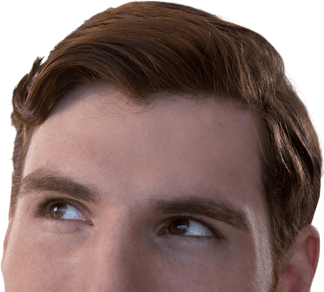 Corporate Executive Gazing Upwards with Transparent Background