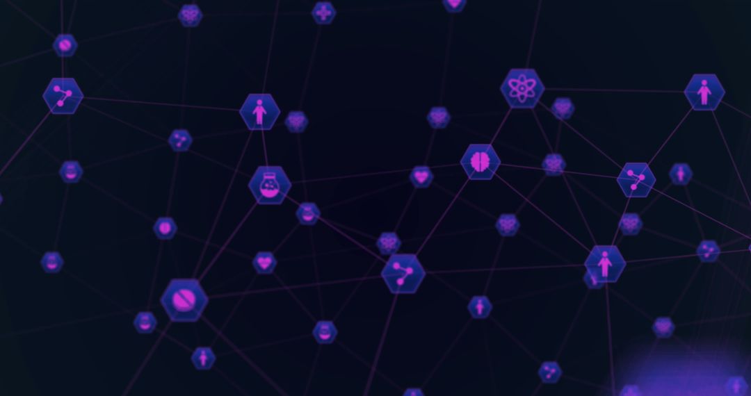 Digital Network of Connections with Technology Icons
